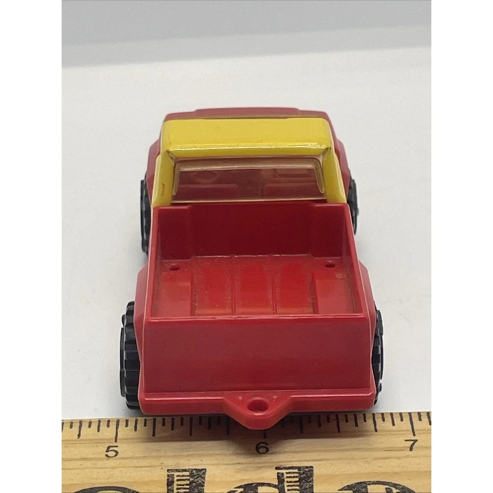 Vintage 1978 TONKA Red & Yellow 3.15/16th Pickup Truck Pressed Metal Plastic Car
